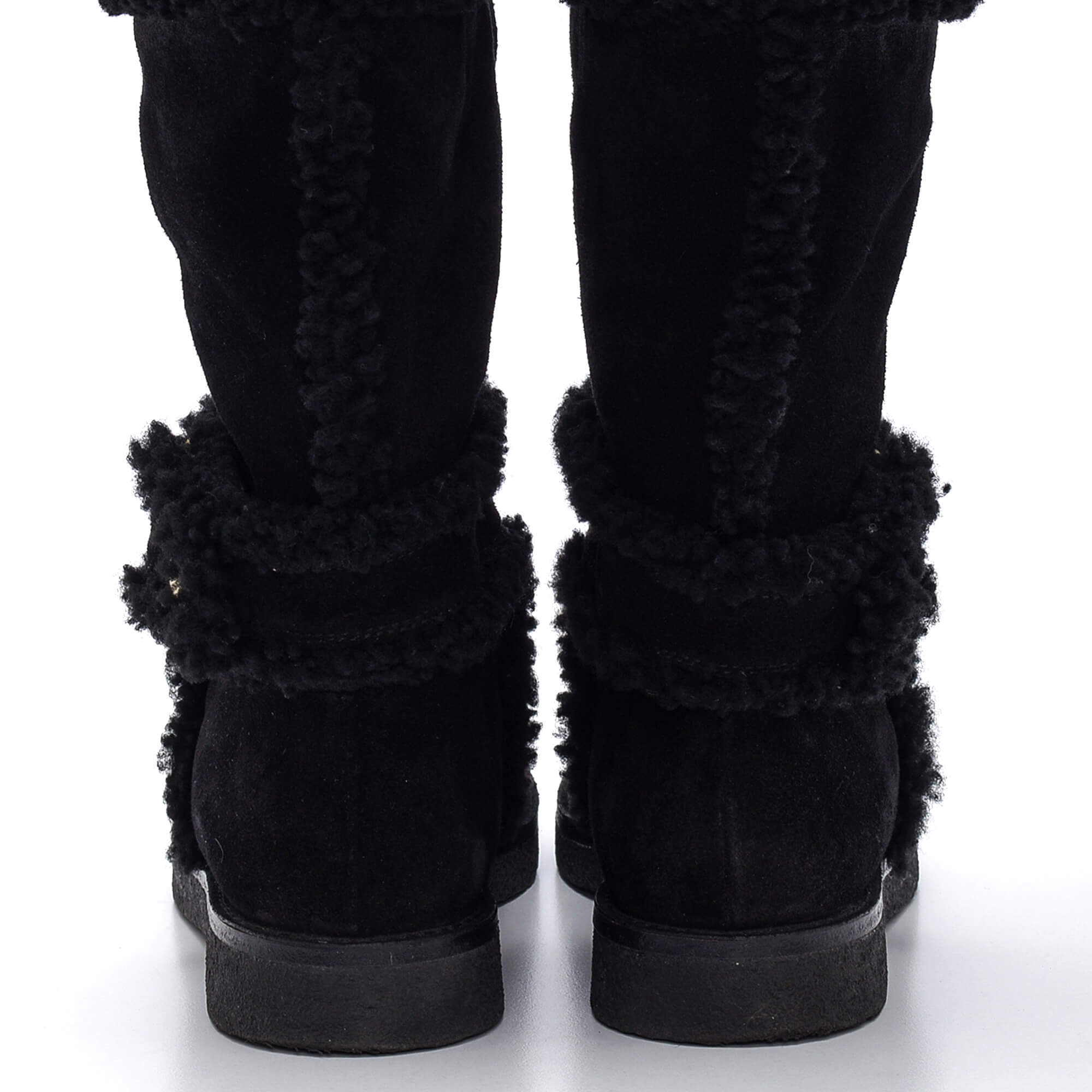 Louis Vuitton - Black Suede and Shearling Snow Boots/38.5